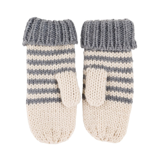 Kids Kitty Cat Stripe Knit Mittens - Soft, Fleece Lined, For Toddlers and Children of All Ages