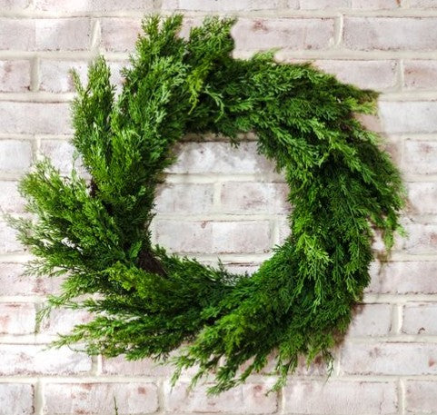 24-inch cedar wreath with dense green foliage