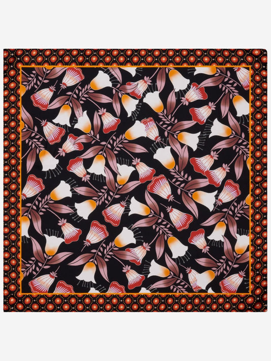 Bruna (black/orange)- Soft and lightweight Italian foulard from pure silk