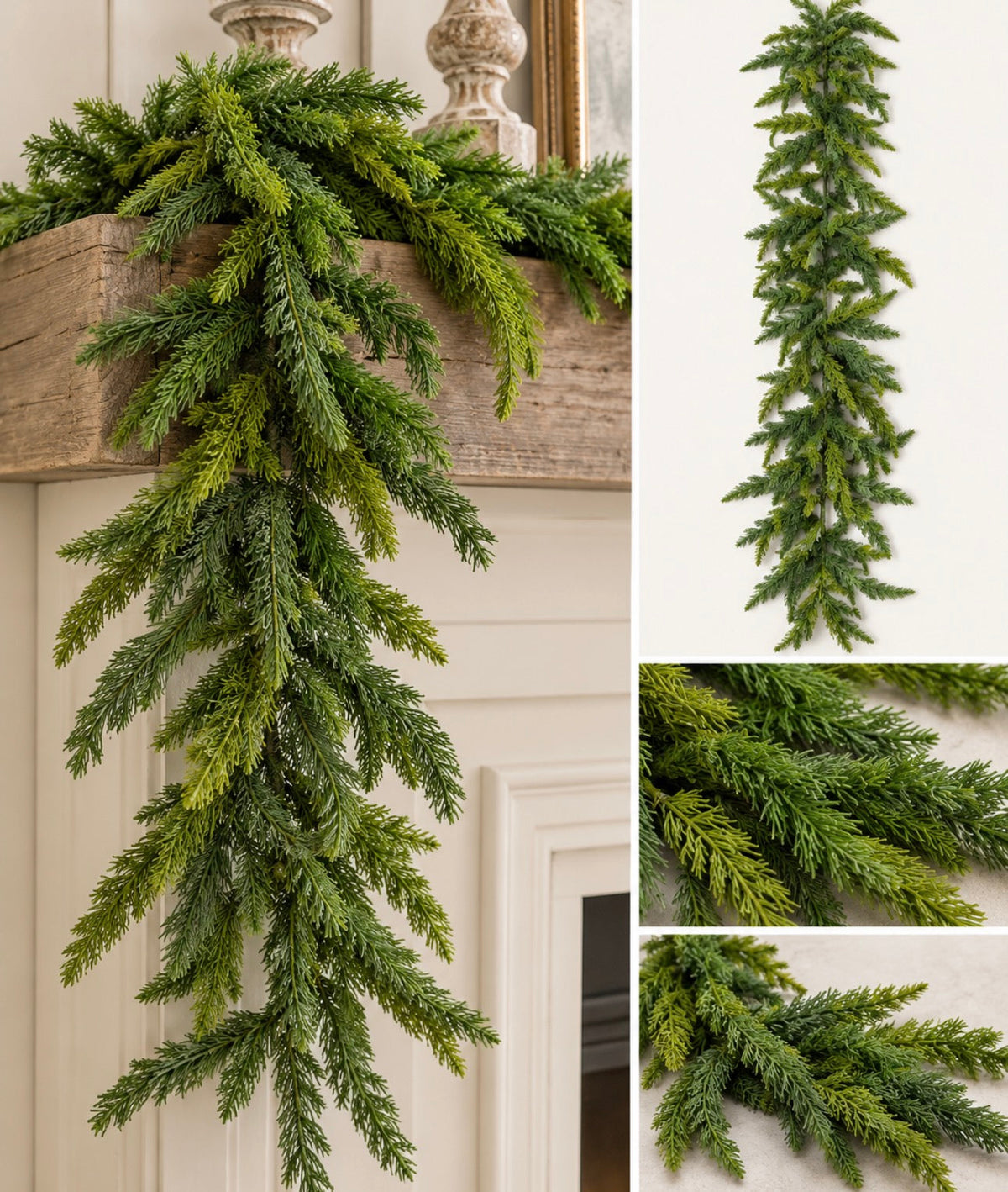 6 ft natural-touch foxtail pine garland with layered green needles