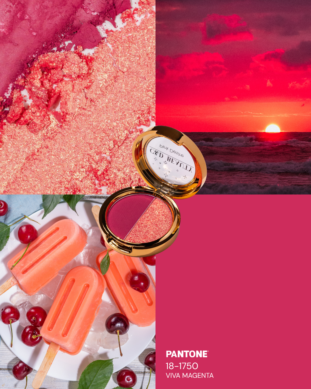 Double eyeshadow compact with magenta and sparkling pink shades