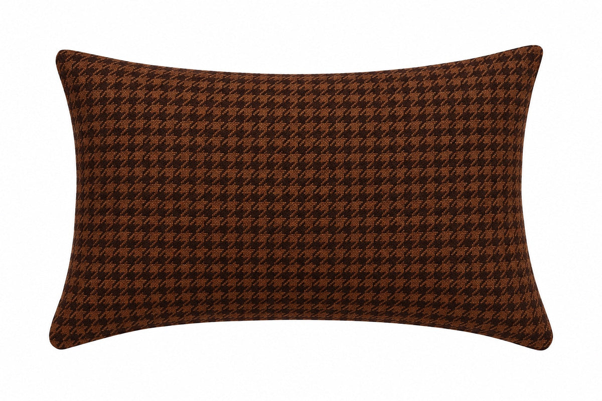Standard pillow case cover with dark brown houndstooth pattern