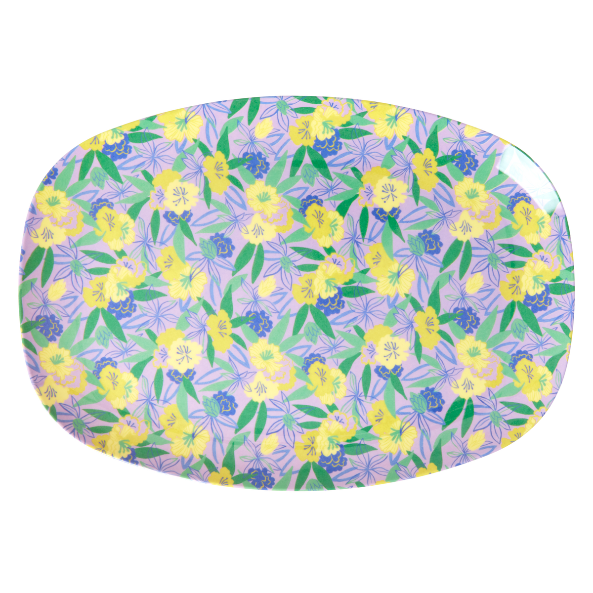 Medium melamine plate, purple floral pansy print