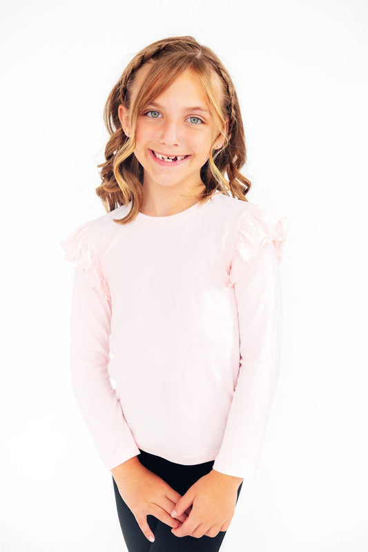 Petal Pink L/S Ruffle Tee