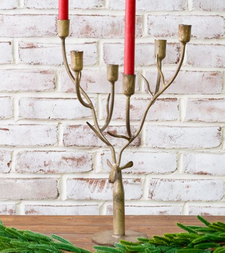 18.5-inch antler candle holder with branching metal arms and candle cups