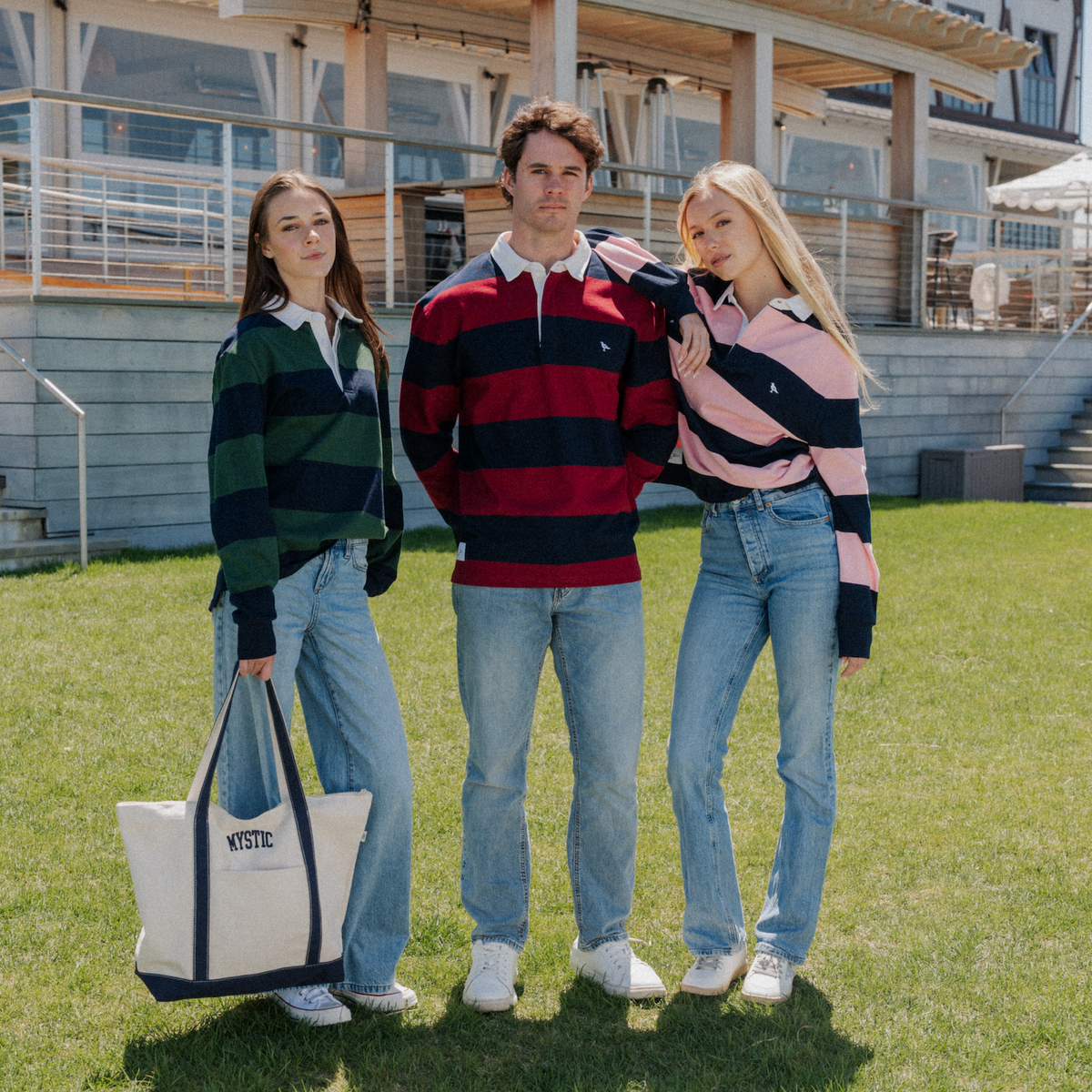 Classic Striped Rugby Shirt in Pink and Navy