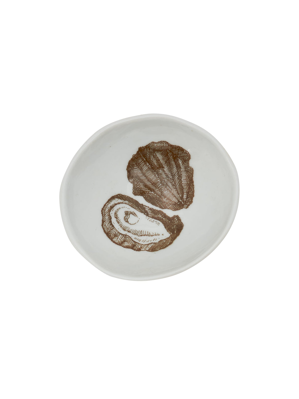 Ceramic dish with brown oyster illustration