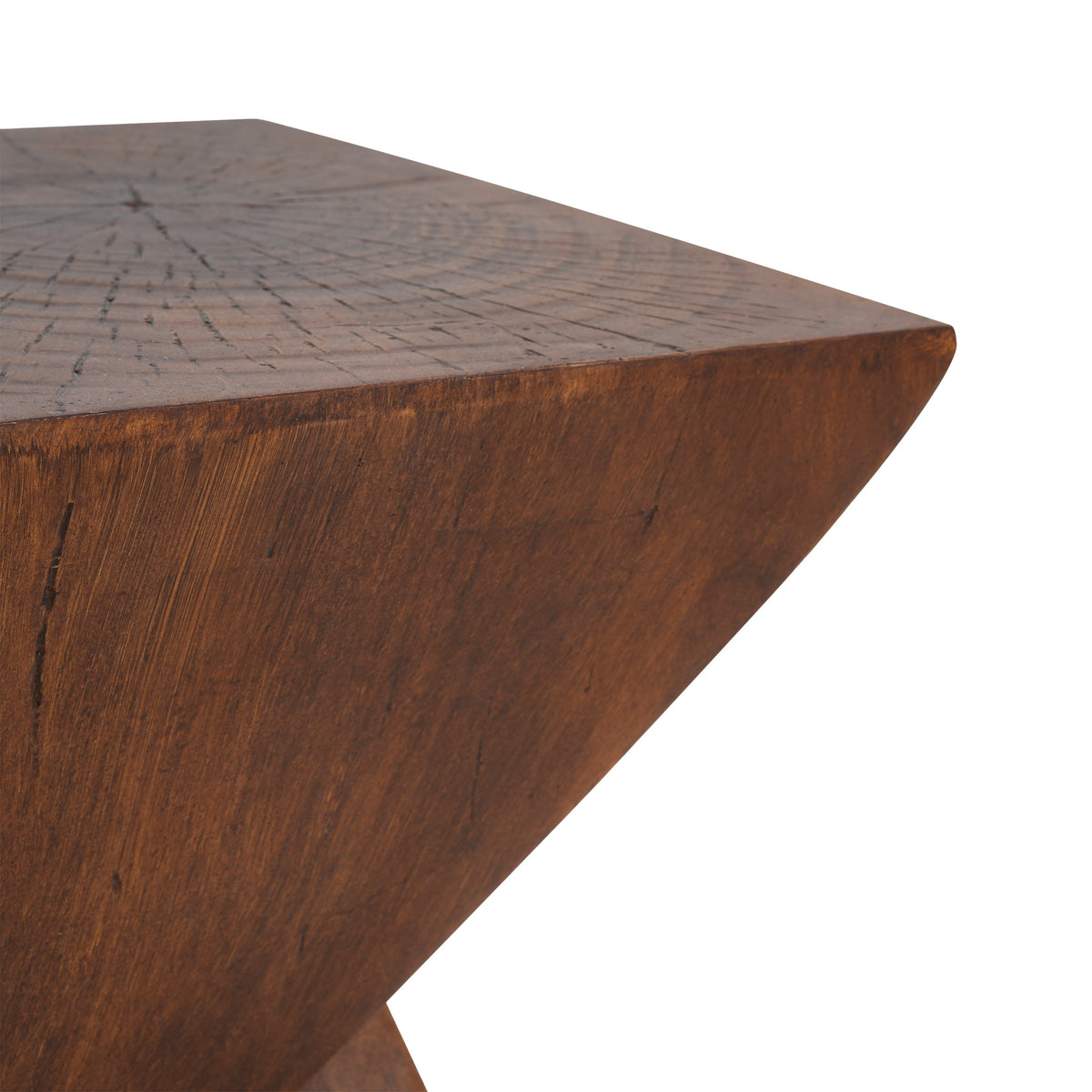 TESS dark brown side table close-up showing its wood-like texture and square top