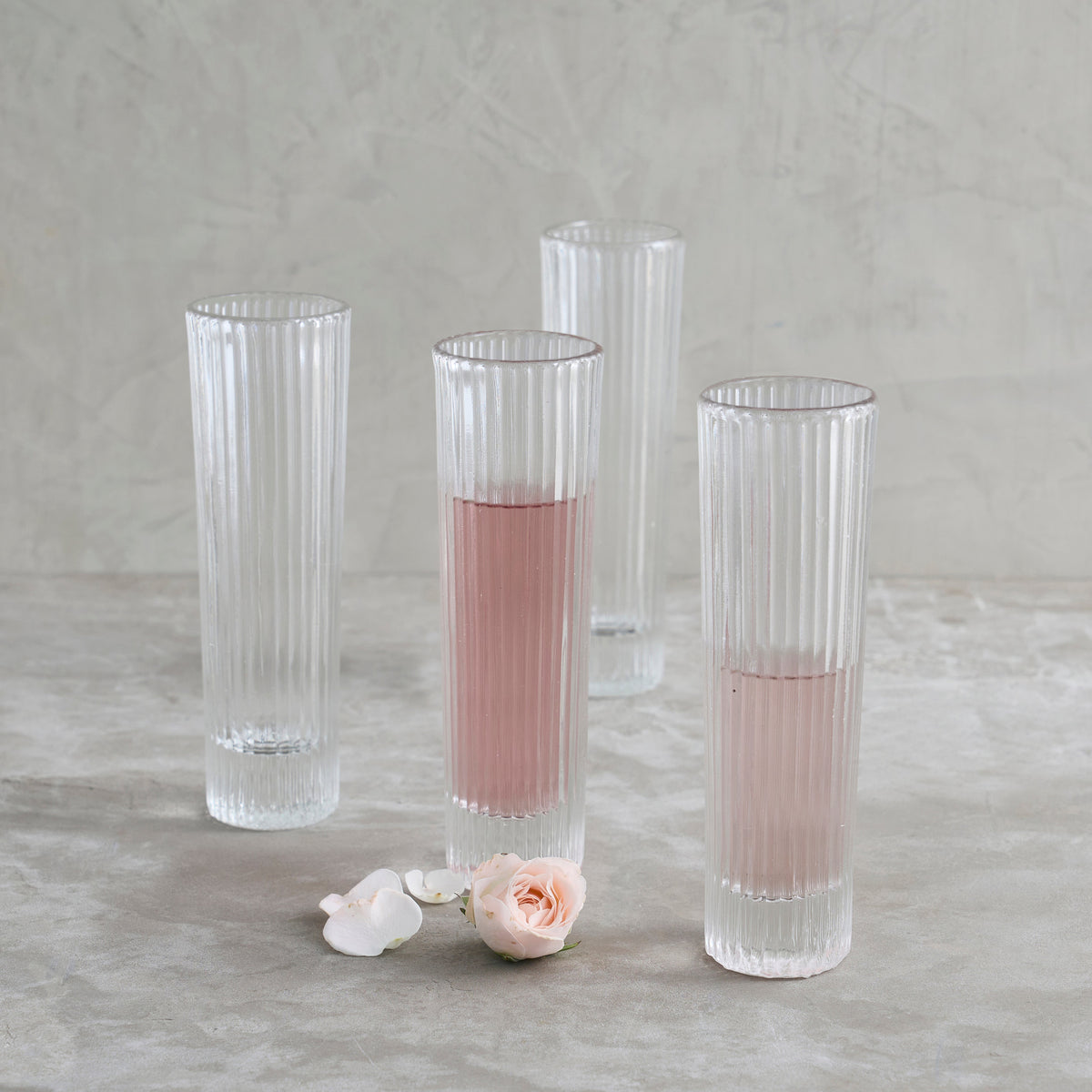 Pressed Clear Champagne Glasses - Set of 4