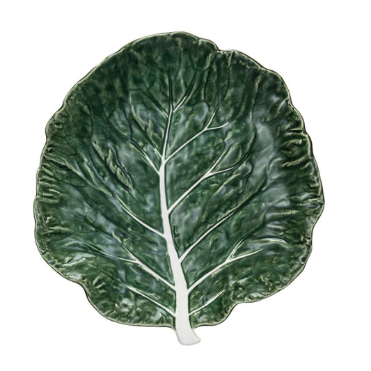 Hand-Painted Green Cabbage Shaped Stoneware Plate