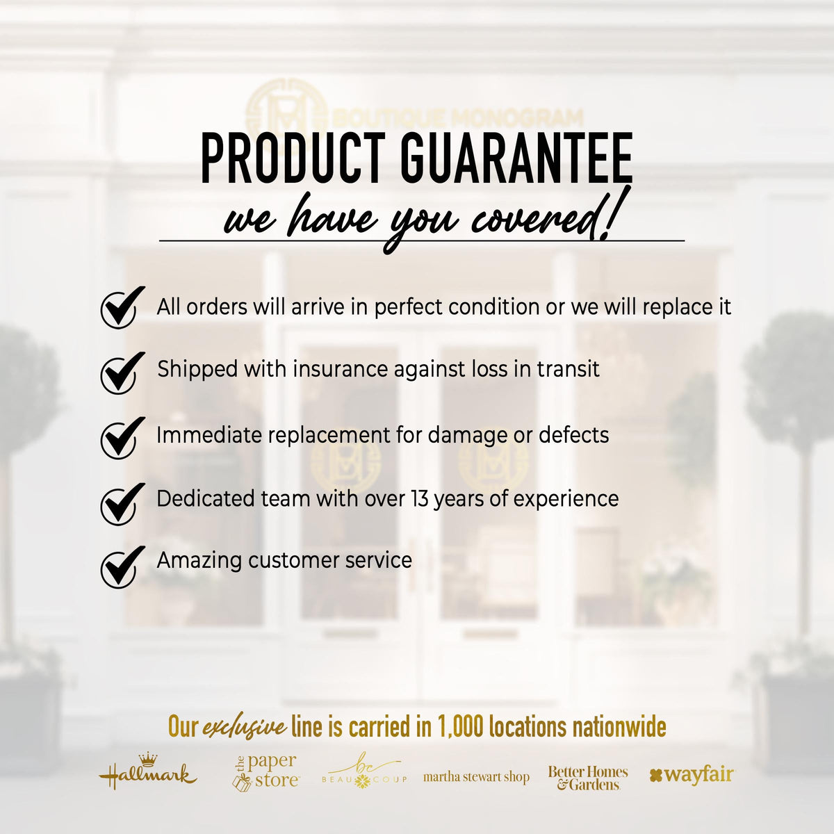 Mahjong tote bag product guarantee graphic describing shipping and replacement coverage