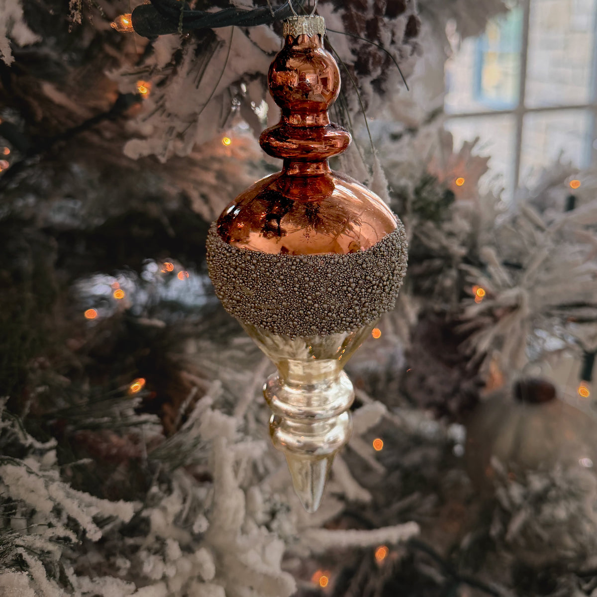 Copper & Champagne Beaded Ornament - 7", Two Styles