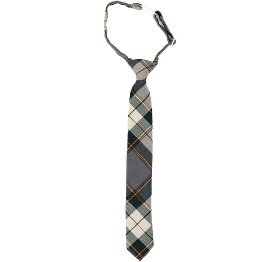 Boys plaid necktie in gray with cream and navy check accents