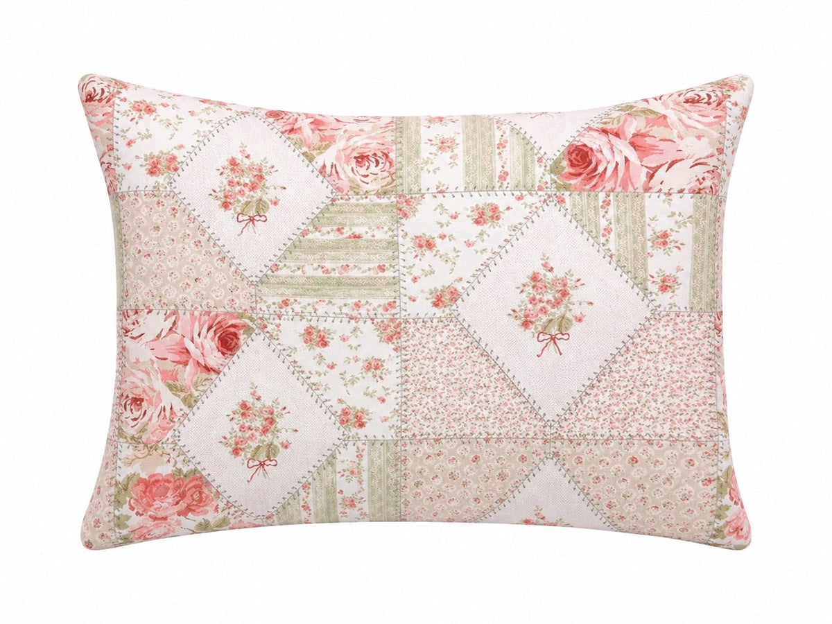 Pink floral patchwork pillowcase cover