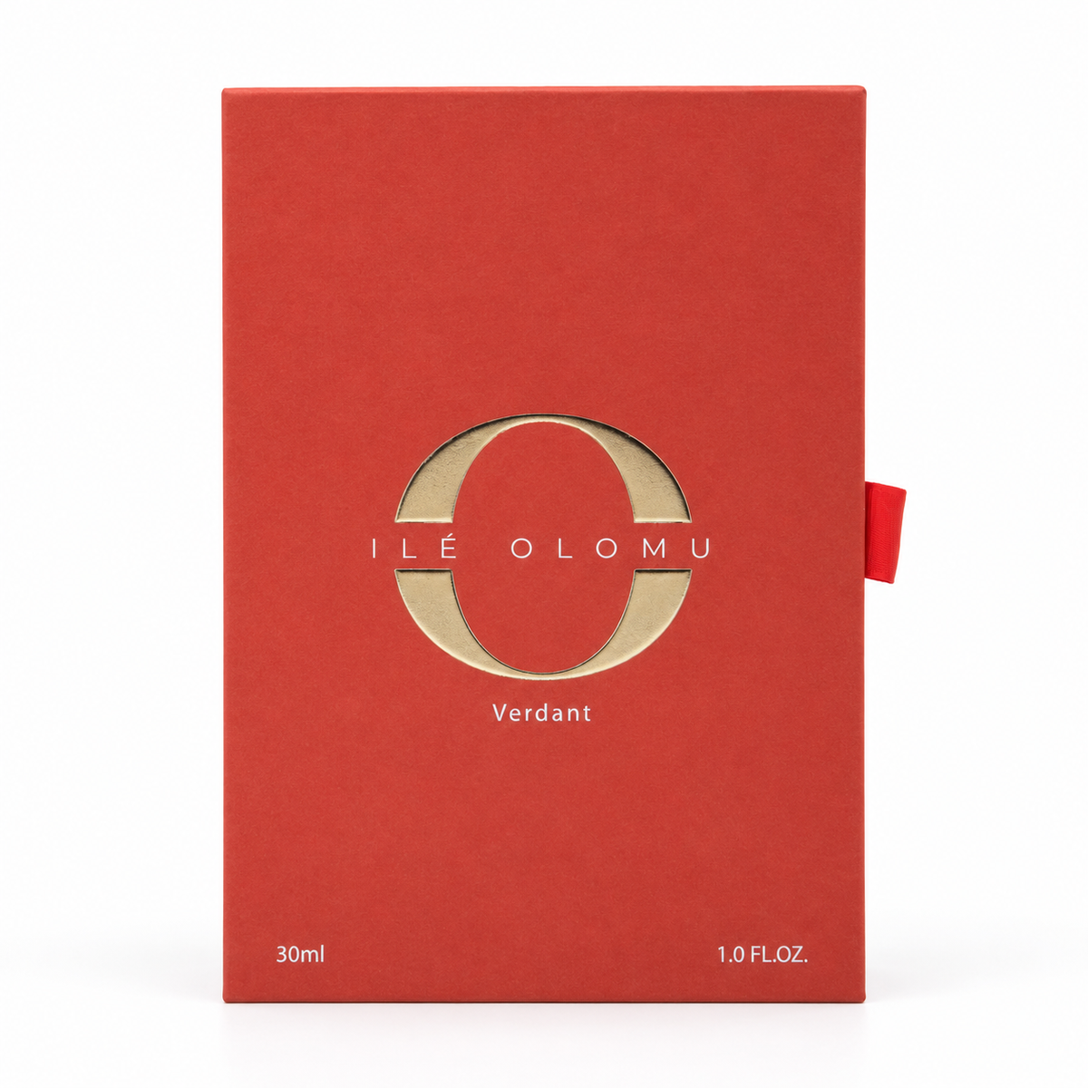 Red eau de parfum gift box, 30 ml with ILE OLOMU logo