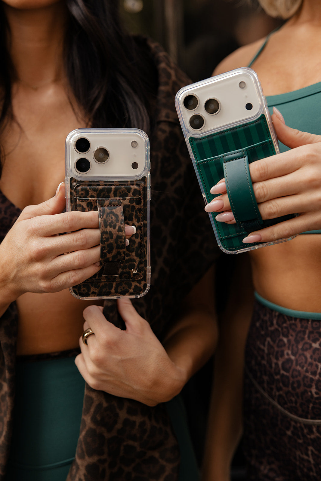 Leopard-pattern magnetic wallet phone case with clear card window and card slot