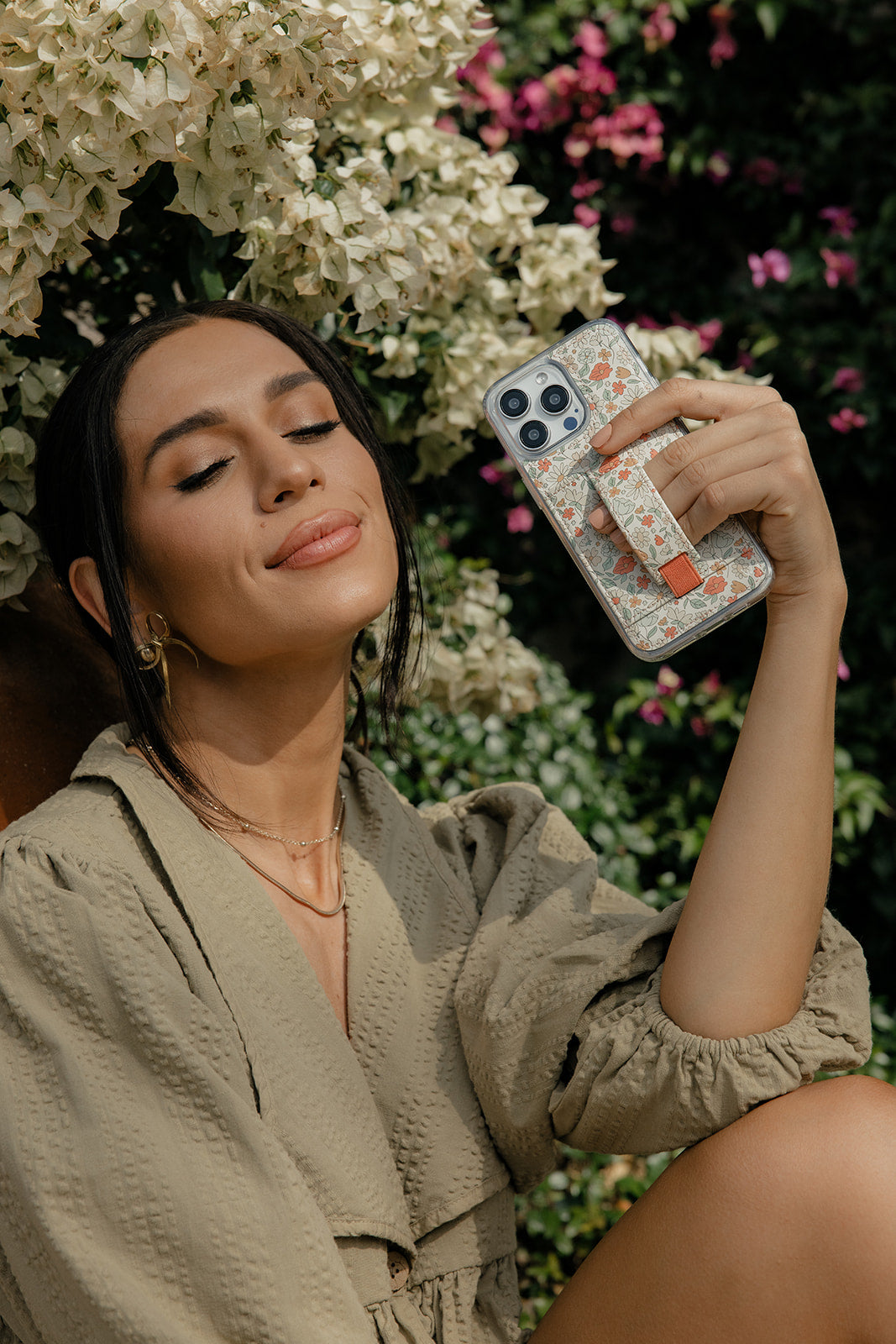 Blossom Bliss floral phone case with clear frame and multicolor blossom print