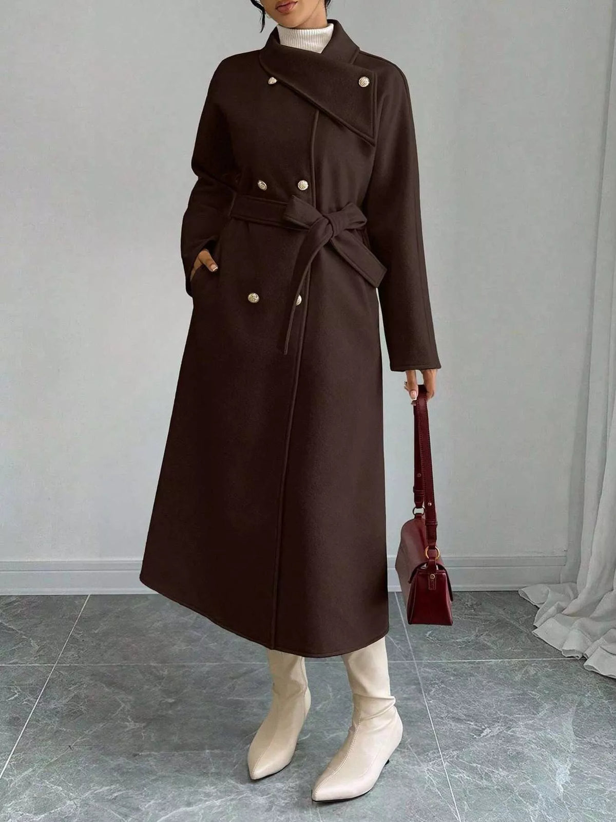 Classic Double-Breasted Longline Coat
