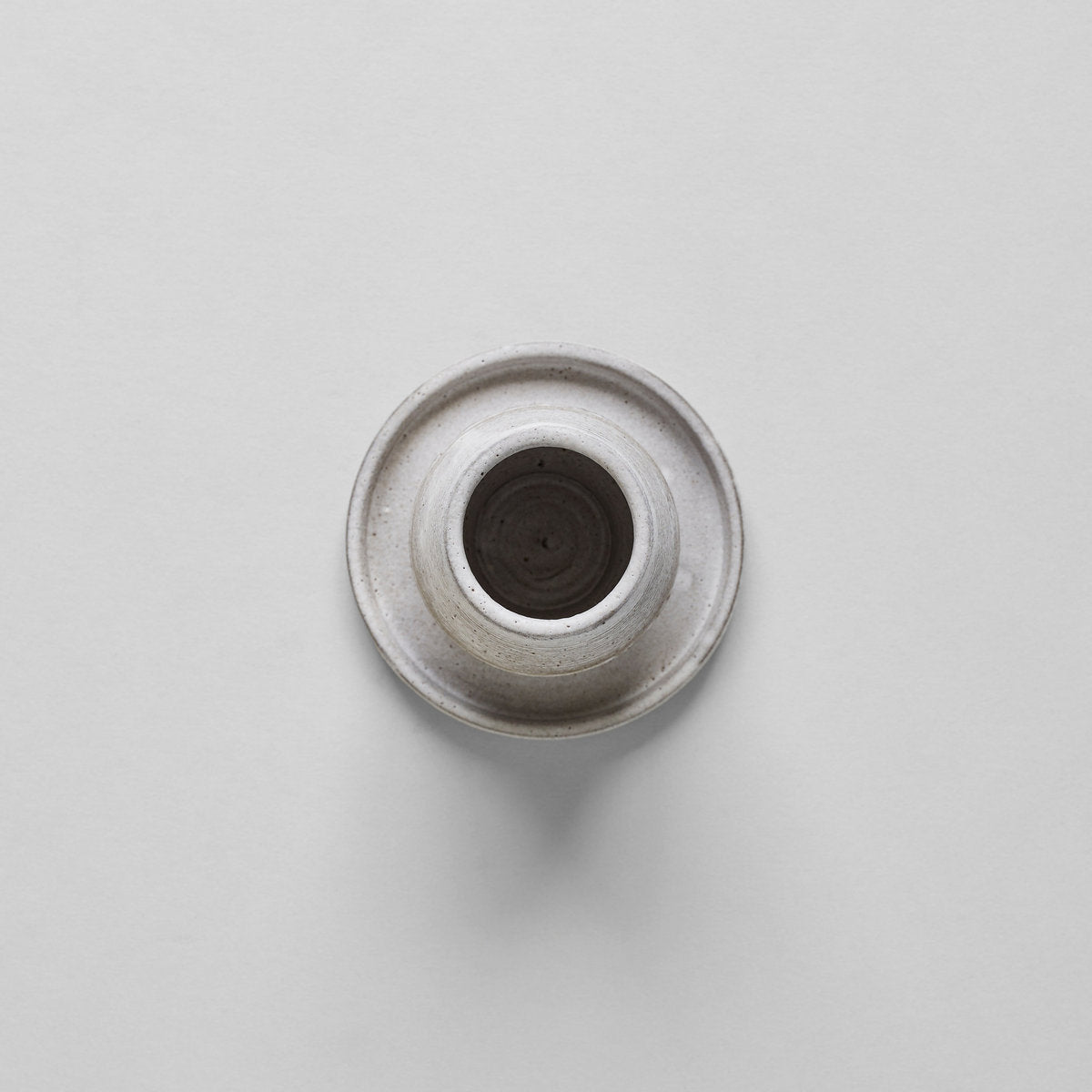 Stoneware match holder tray base, light gray interior view