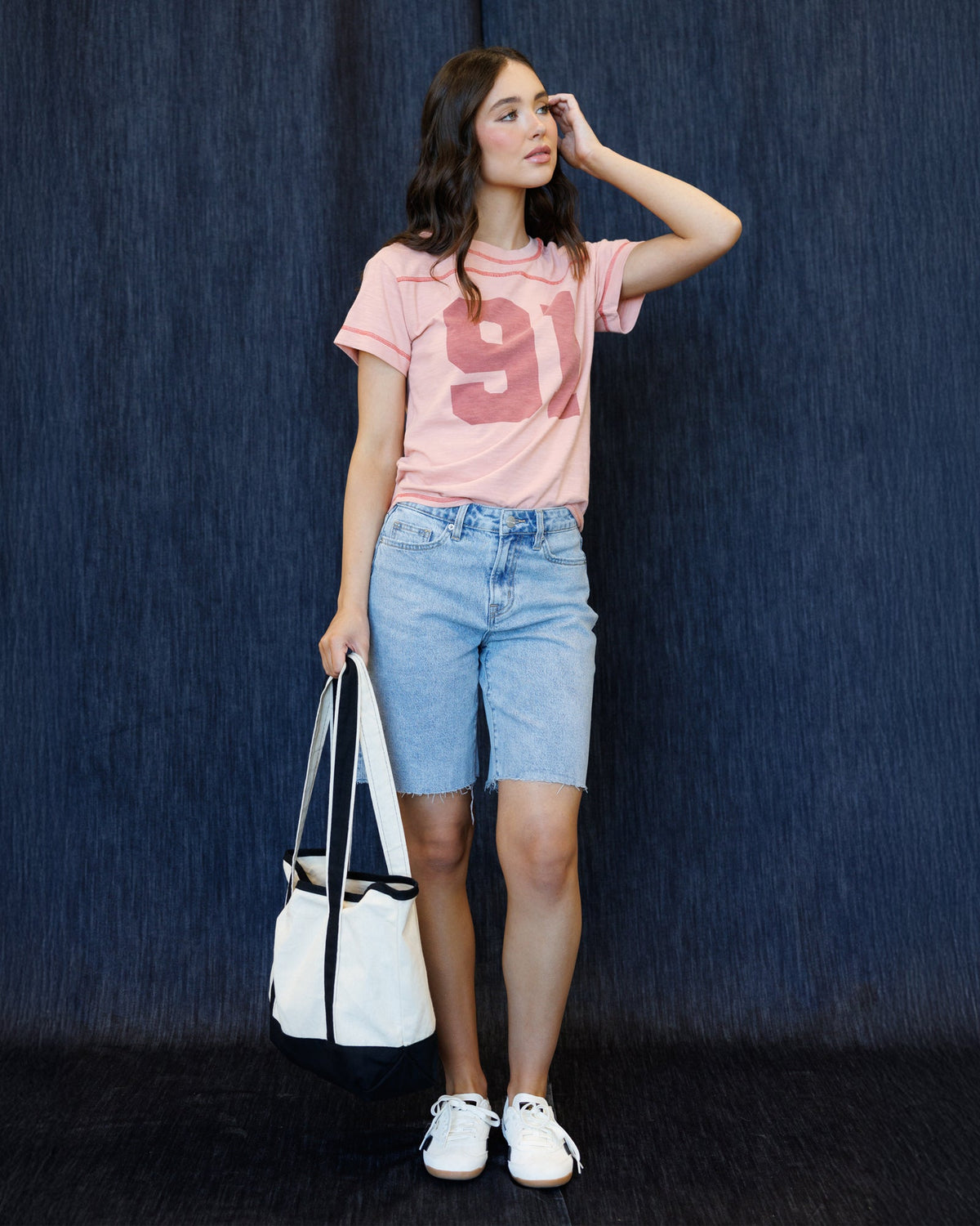 Pink Cheer Section graphic T-shirt with short sleeves and crew neck