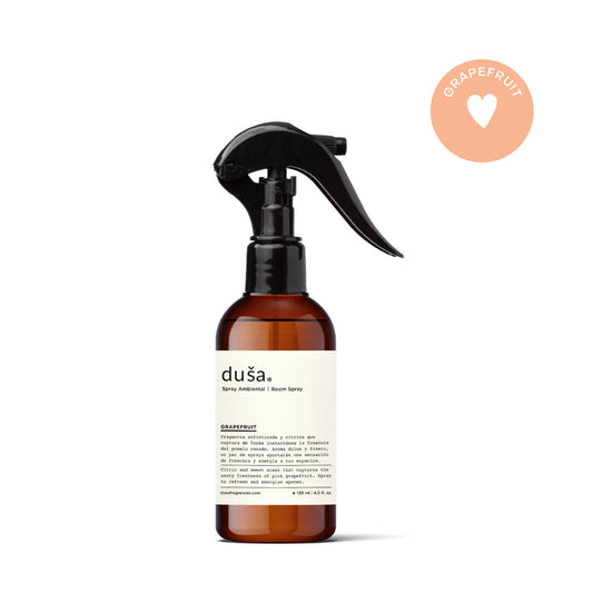 Room & linen spray bottle with amber glass and black spray nozzle