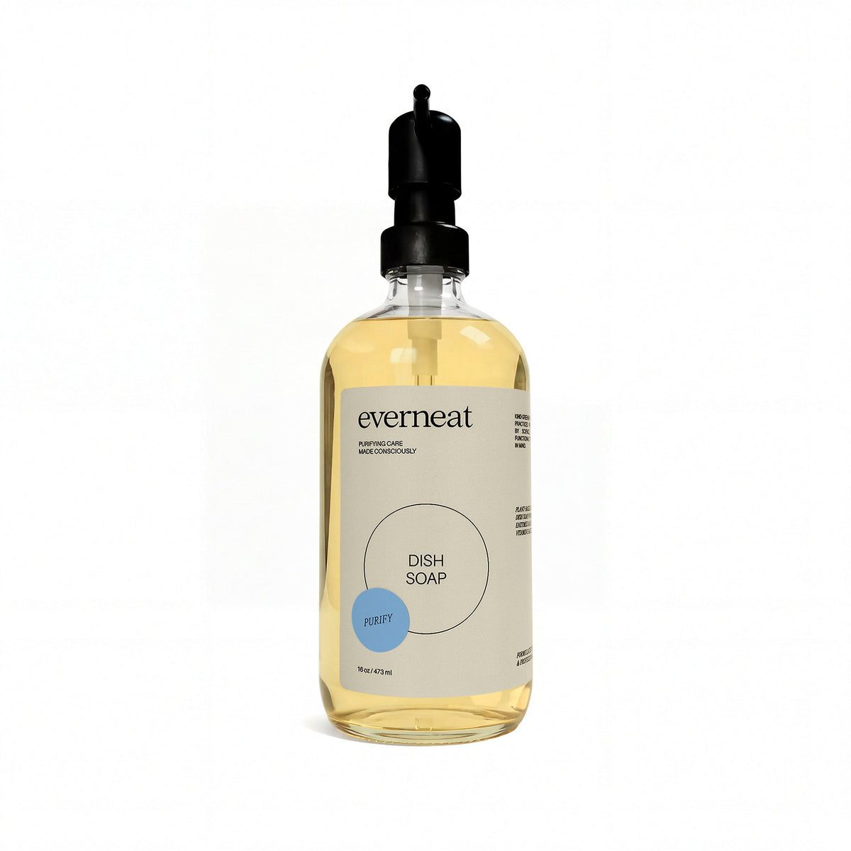 everneat Dish Soap bottle with black pump and amber liquid