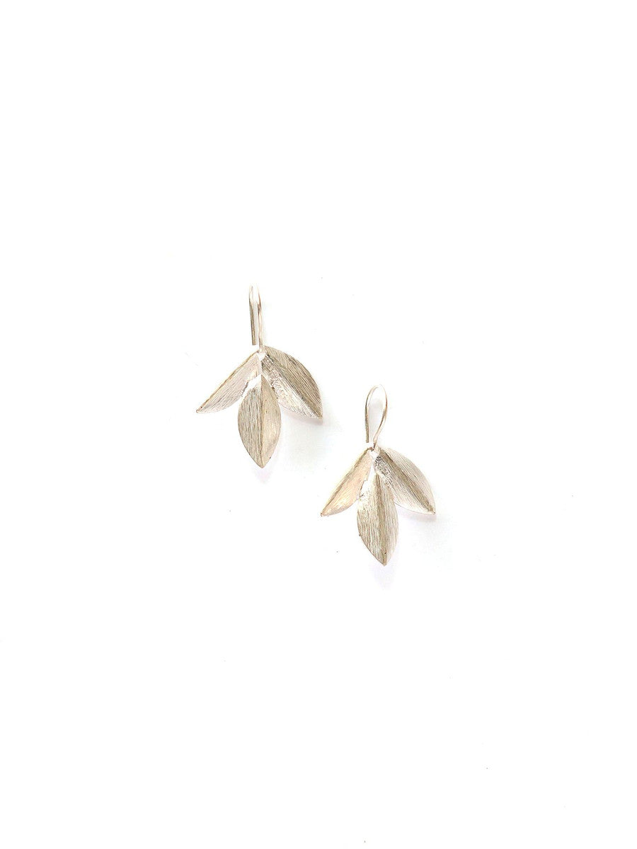 Leaf Cluster Earrings - Silver