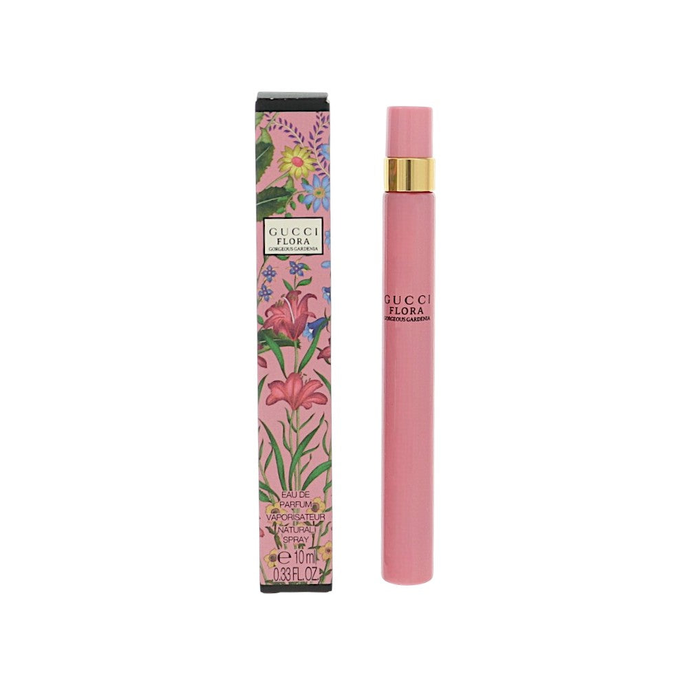 Gucci Flora Gorgeous Gardenia eau de parfum mini, 0.33 fl oz pink vial and box