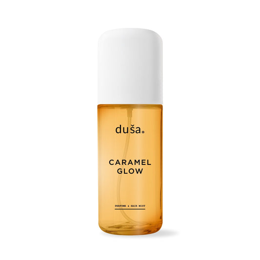 duša. Caramel Glow perfume and hair body mist bottle