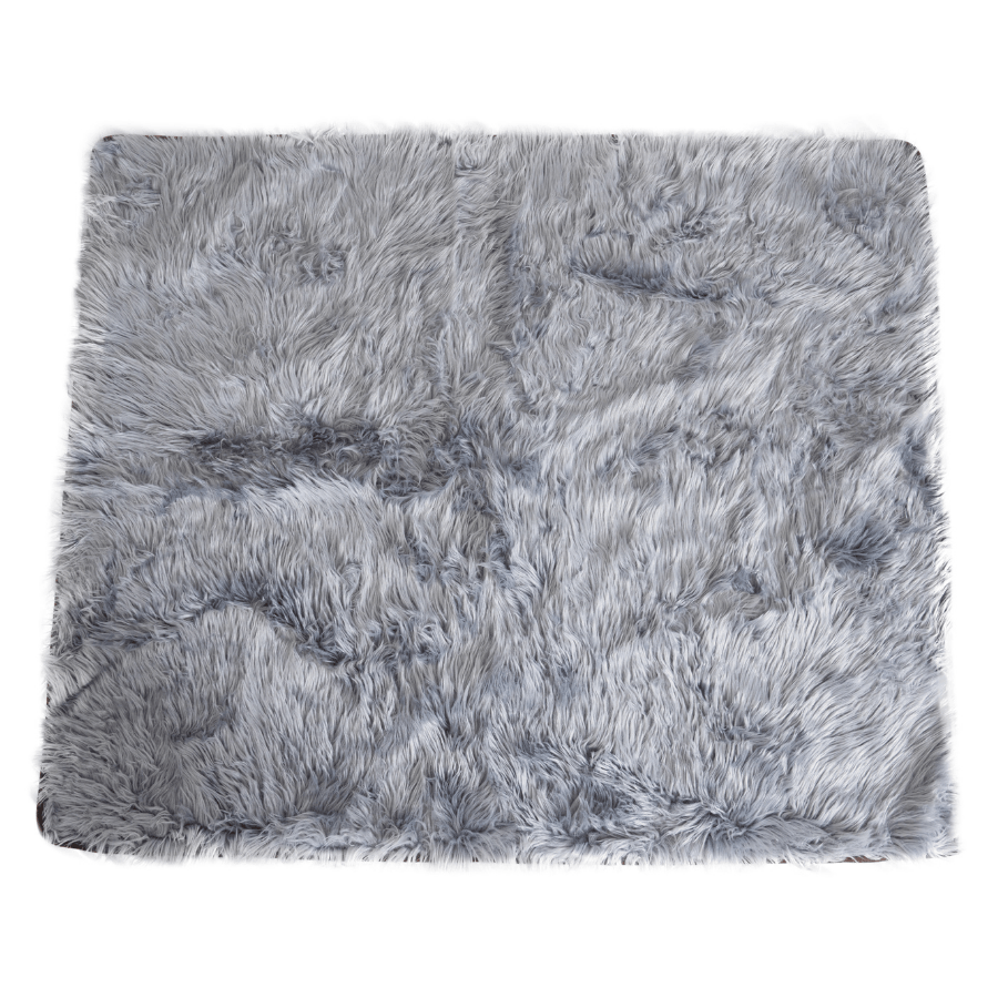 Charcoal grey shaggy waterproof throw blanket with plush faux-fur face