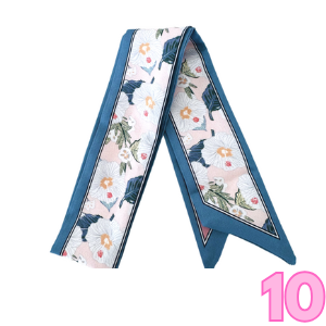 Light blue scarf with floral print and dark border