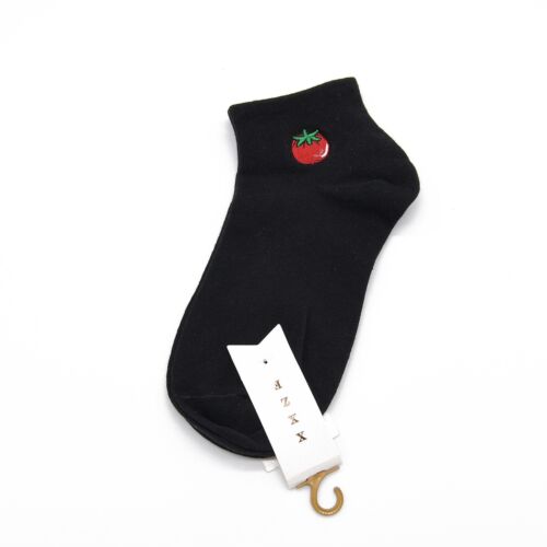 Black ankle socks with small tomato embroidered logo