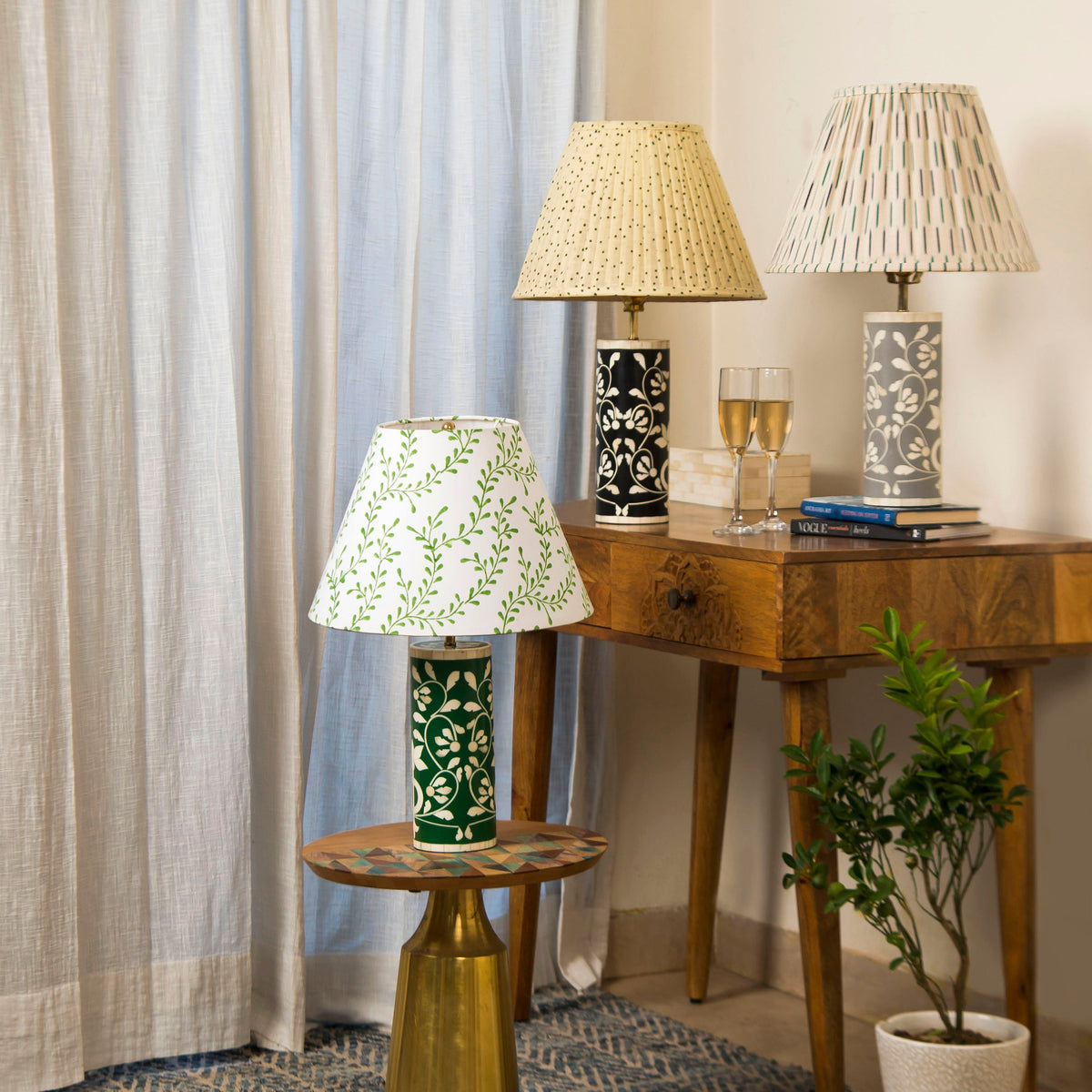 Floral Vines Table Lamp - Green
