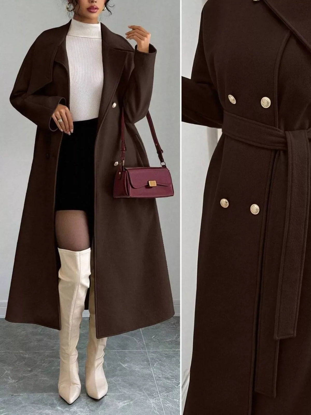 Classic Double-Breasted Longline Coat