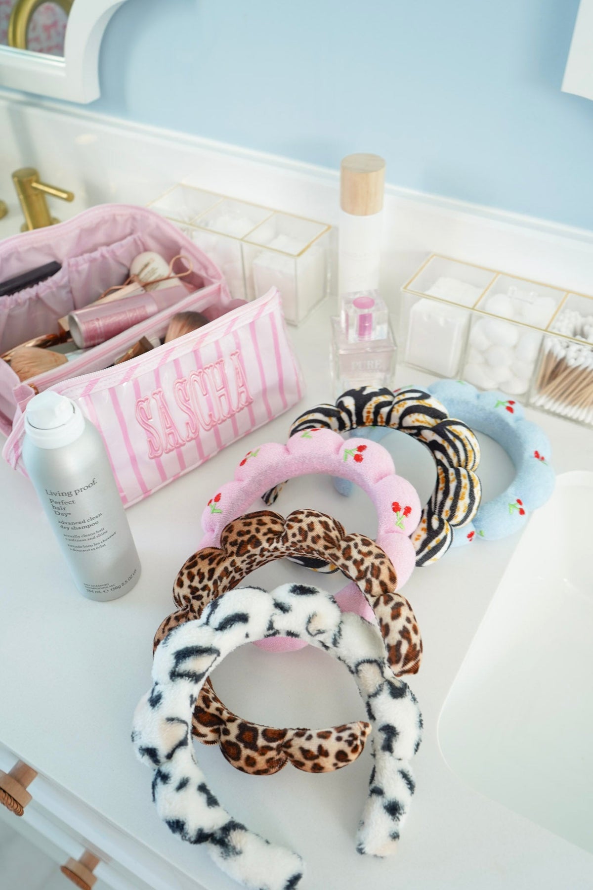 Plush braided headbands set with leopard print and zebra stripes in pastel tones