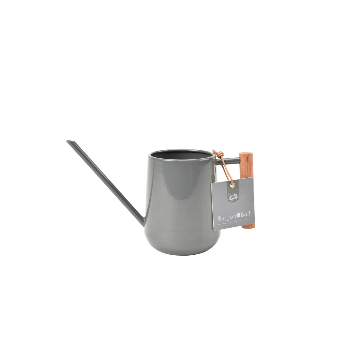 Charcoal indoor watering can with wooden handle and long spout