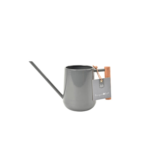 Charcoal indoor watering can with wooden handle and long spout