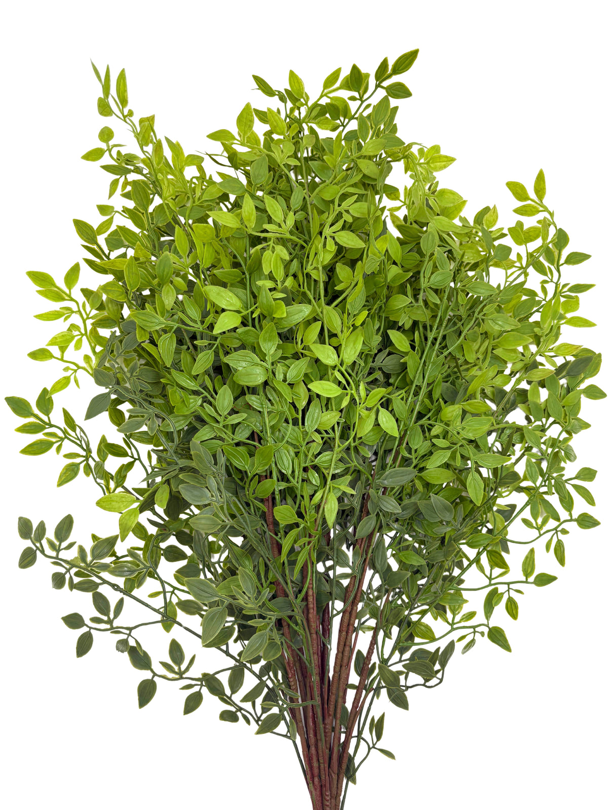 Artificial ruscus stems bundle of 4, green leafy sprigs with slender stems