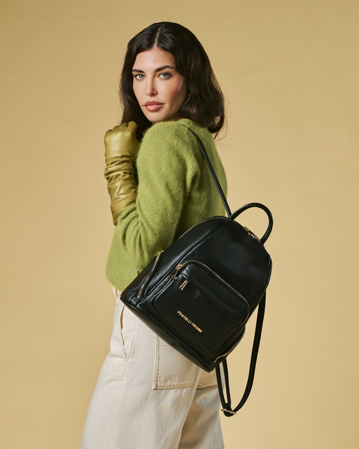 Martina (black) - Italian calf leather women's backpack