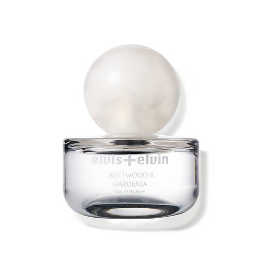 Driftwood & Gardenia eau de parfum bottle with round glass cap