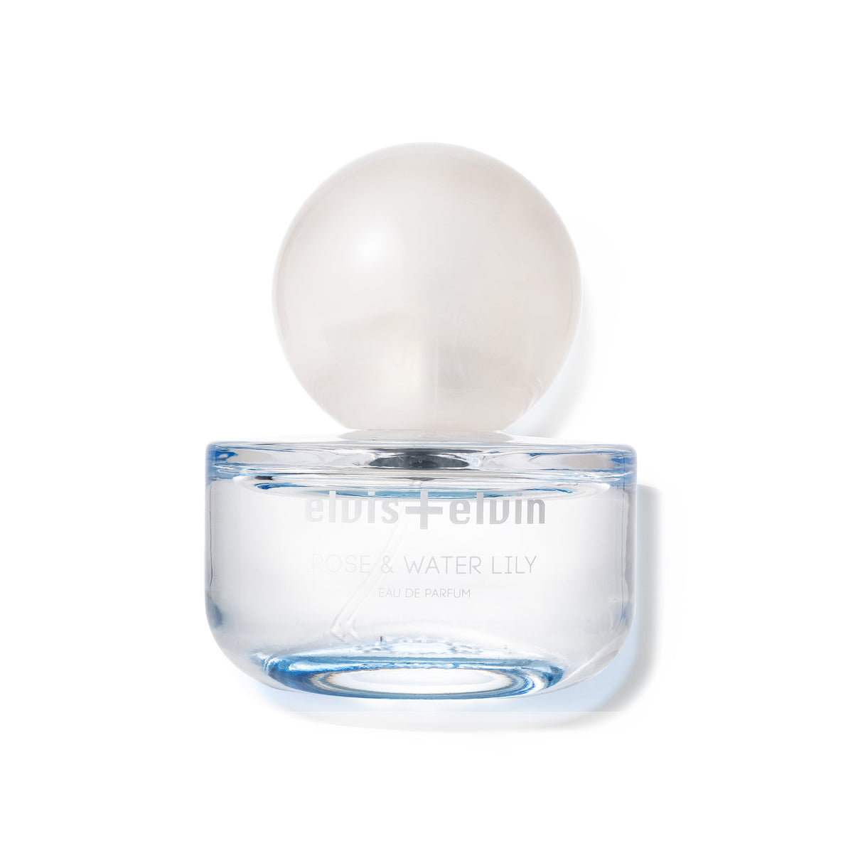 Rose & Water Lily eau de parfum bottle with round frosted globe cap