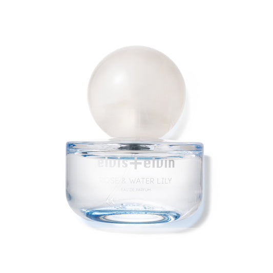 Rose & Water Lily eau de parfum bottle with round frosted globe cap