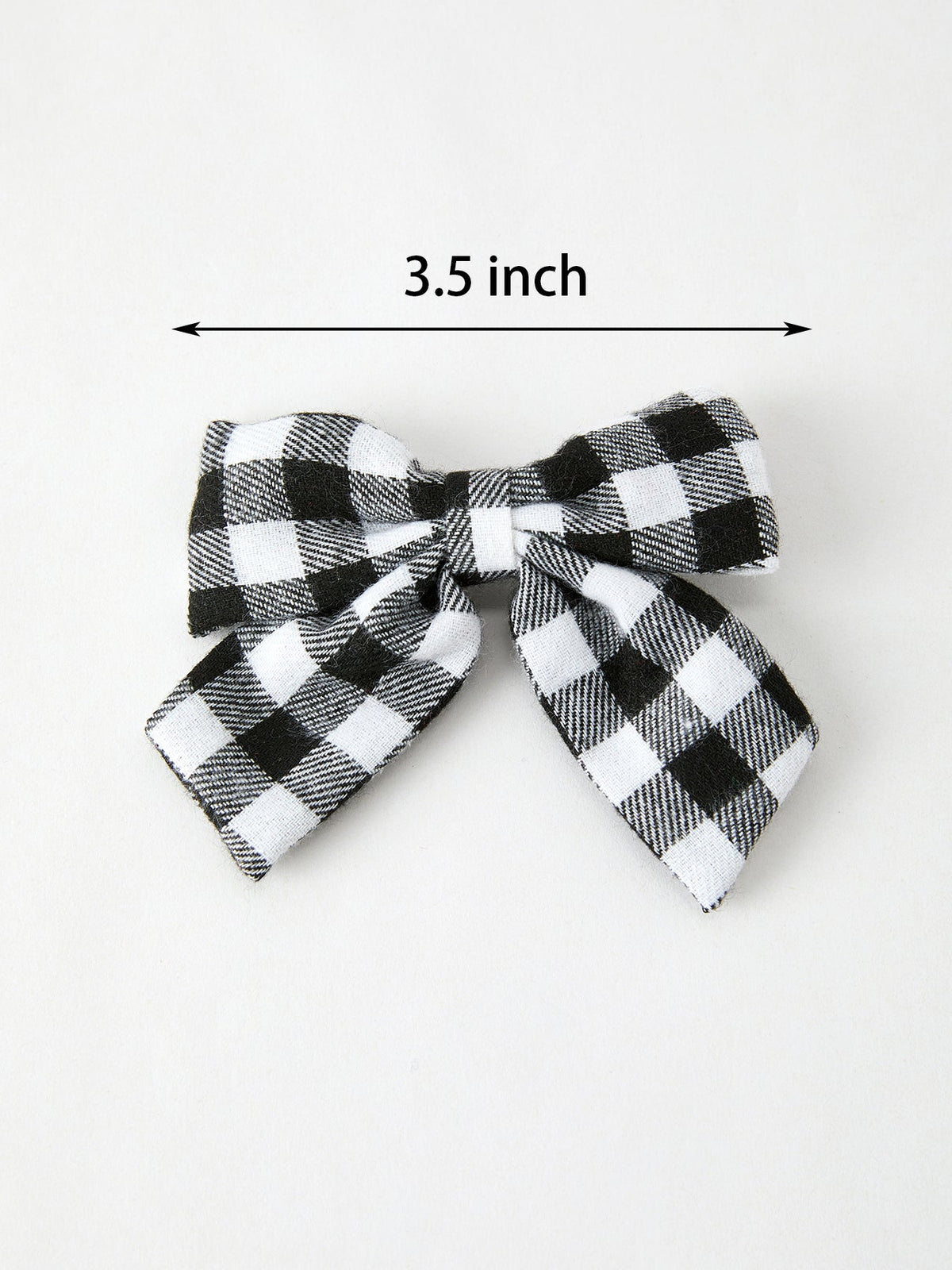 Black-and-white buffalo plaid bow hair clip, 3.5-inch style