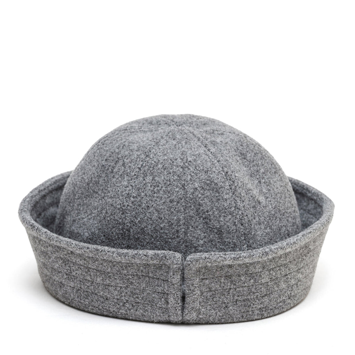 Light grey sailor hat viewed from the back, showing the band seam