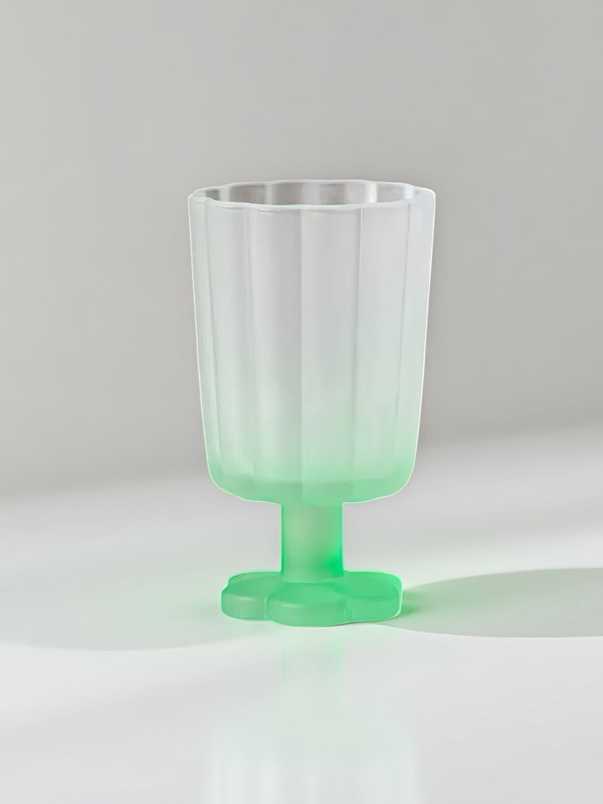 Light green petal goblet with flared rim and mint stem pedestal base