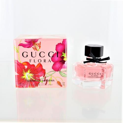 Gucci Flora Gorgeous Gardenia eau de toilette spray, clear bottle with black bow cap