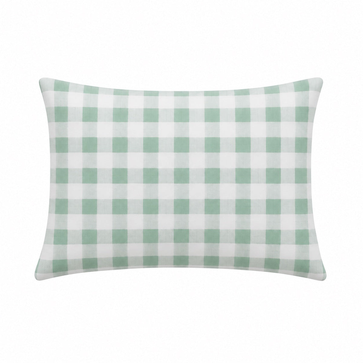 Standard pillow case cover with green and white gingham checks
