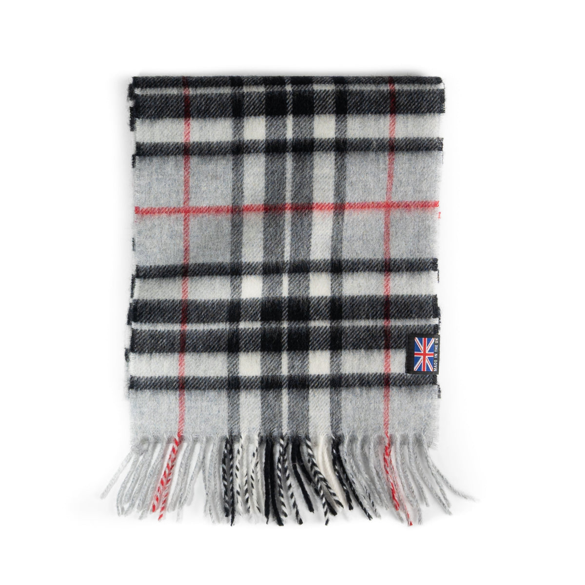 Merino Lambswool Tartan Scarf - Grey Thompson
