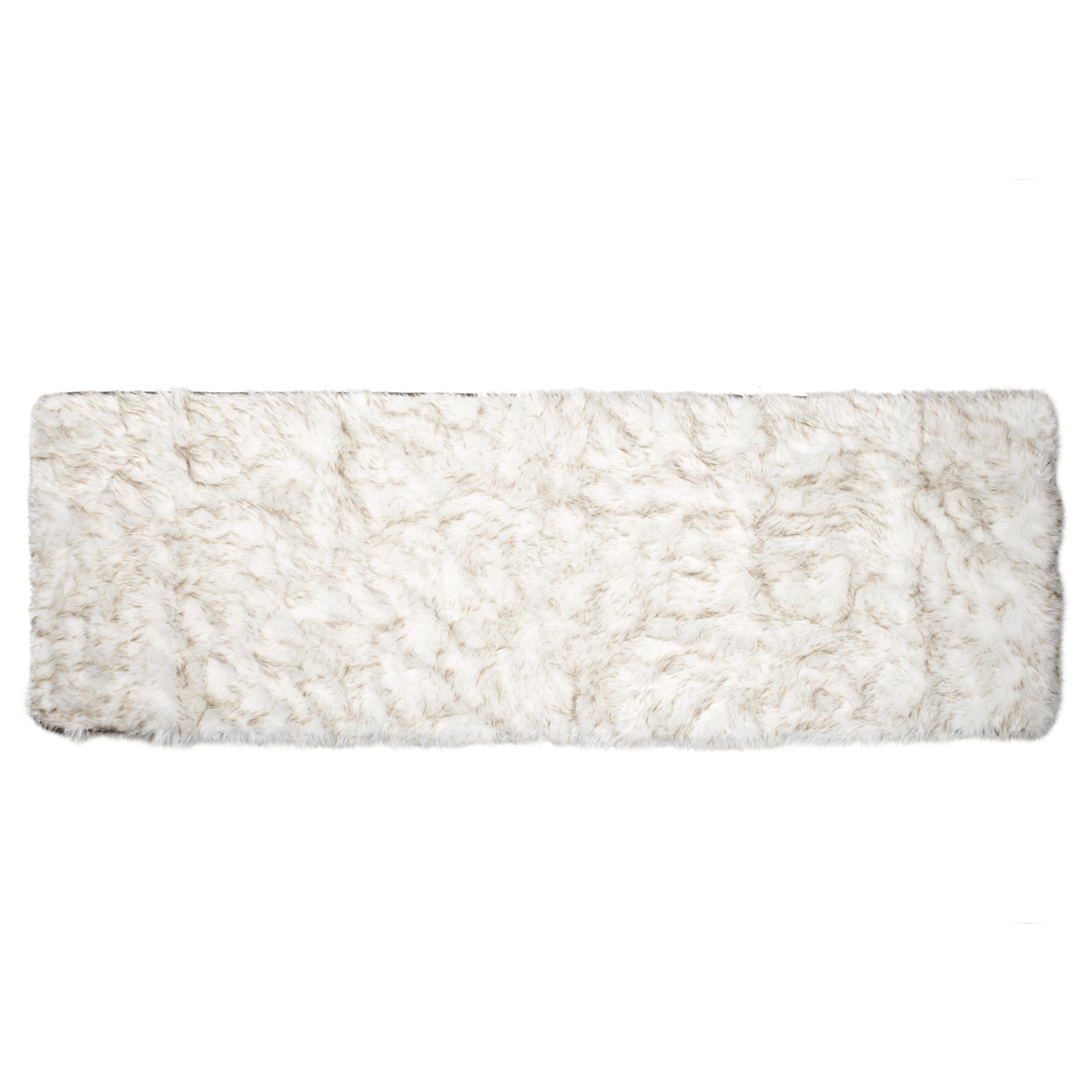 White plush waterproof dog bed runner rectangular with dark-trim border