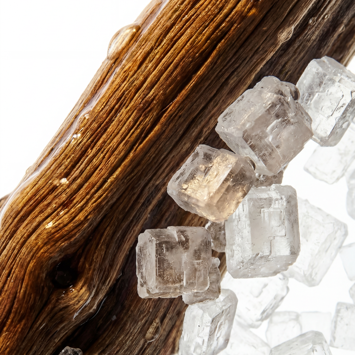 Driftwood and sea salt eau de parfum theme: driftwood and clear salt crystals